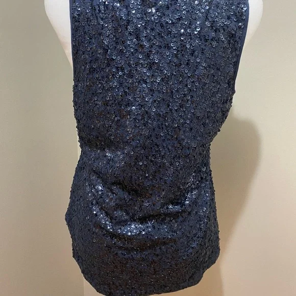 J. Crew Sequin Tank Top Blue Black - Picture 3 of 4